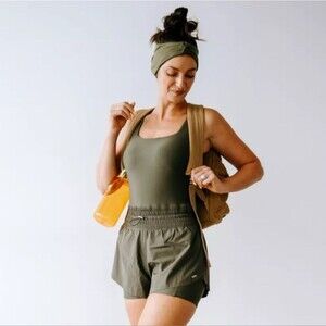 Abercrombie & Fitch YPB Olive Green SculptLUX Hybrid Flyaway Active Onesie
